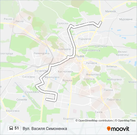 Автобус 51: карта маршрута