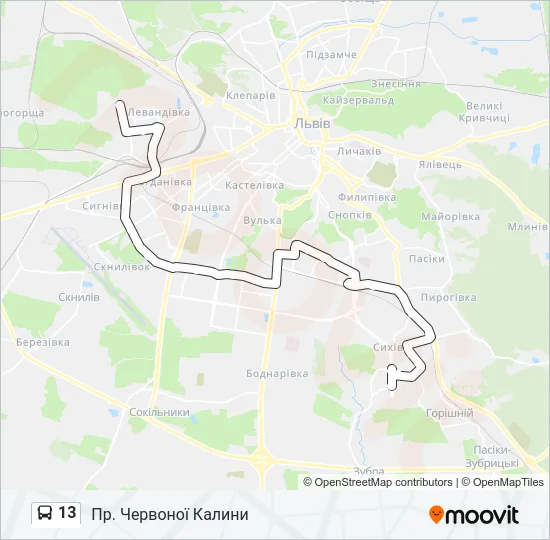 13 Bus Line Map