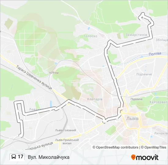 17 автобус Карта лінії