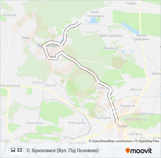 22 автобус Карта лінії