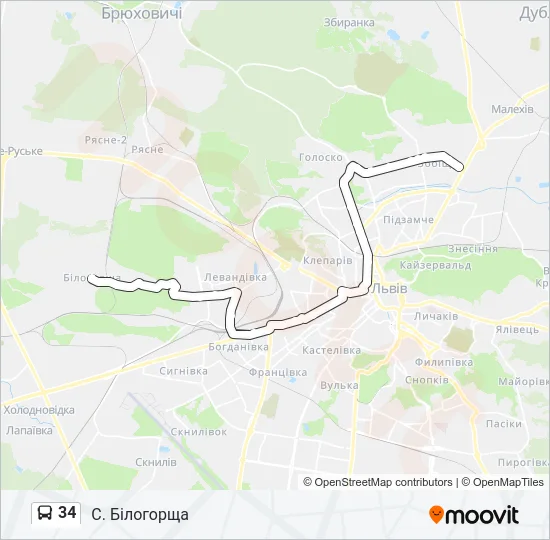 Автобус 34: карта маршрута
