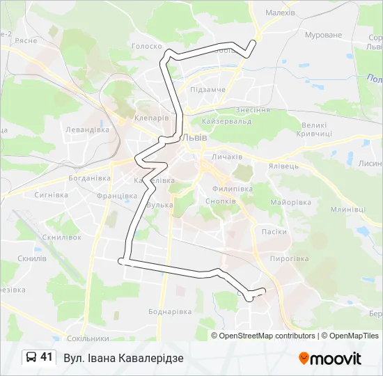 41 автобус Карта лінії