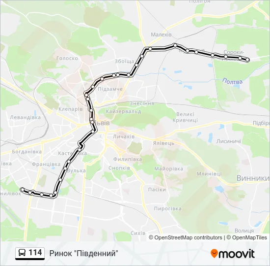 114 Bus Line Map