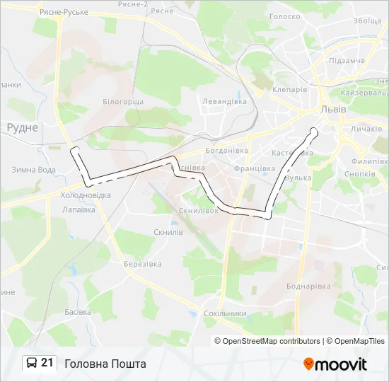 Автобус 21: карта маршрута