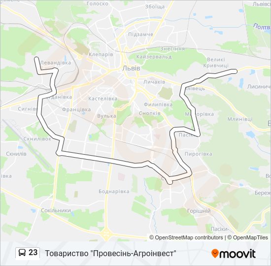 Автобус 23: карта маршрута