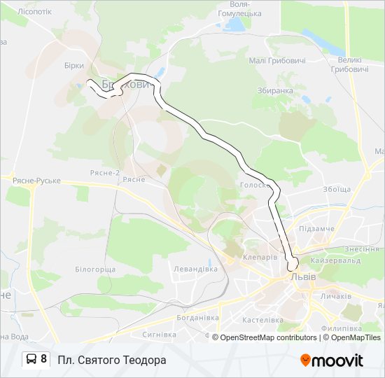 8 автобус Карта лінії