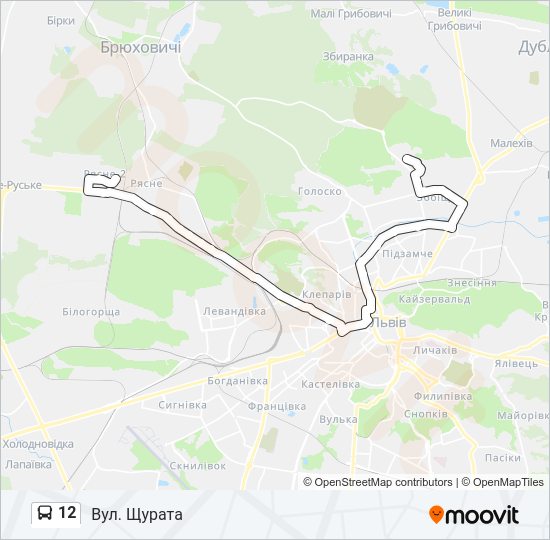 12 автобус Карта лінії