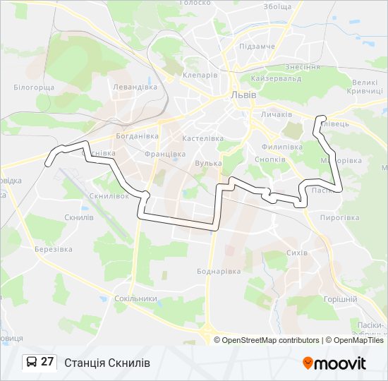27 автобус Карта лінії