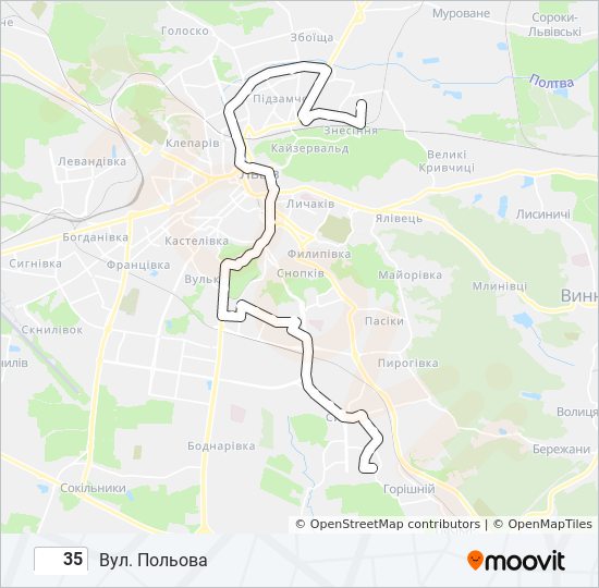 35 bus Line Map