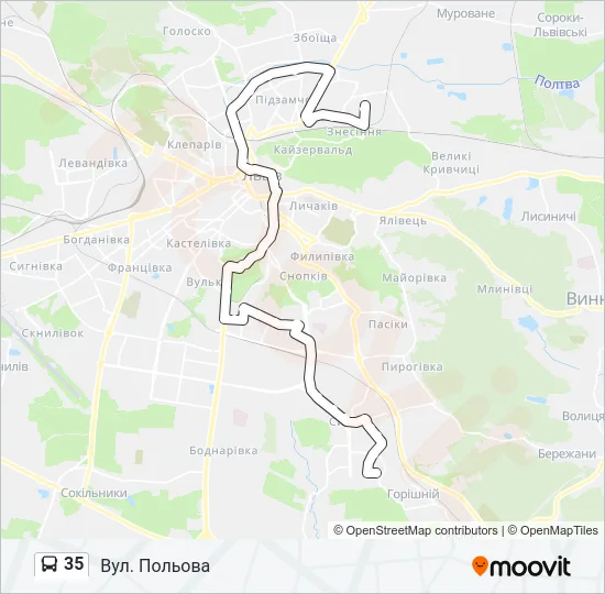 35 Bus Line Map