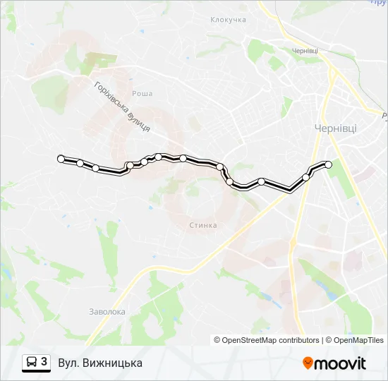 Автобус 3: карта маршрута