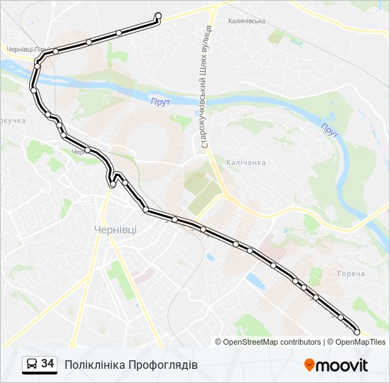 34 bus Line Map