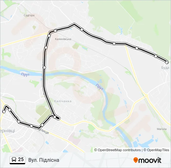 25 автобус Карта лінії
