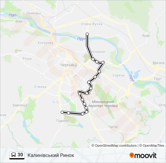 Автобус 30: карта маршрута