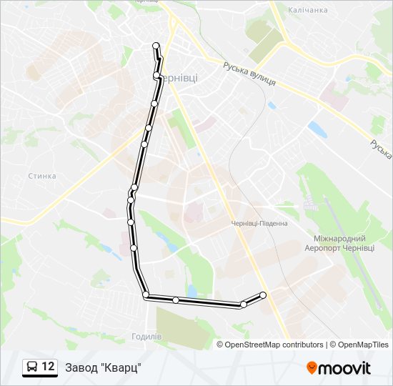 12 автобус Карта лінії