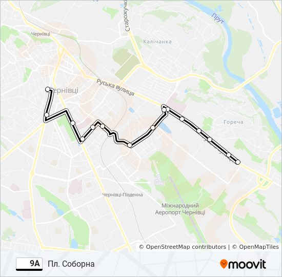 Автобус 9A: карта маршрута