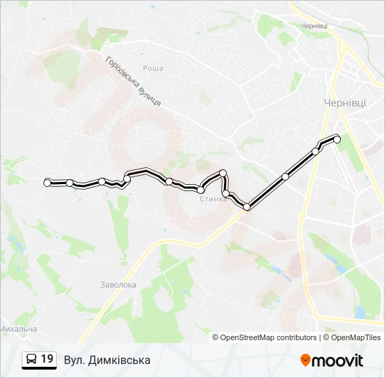 Автобус 19: карта маршрута