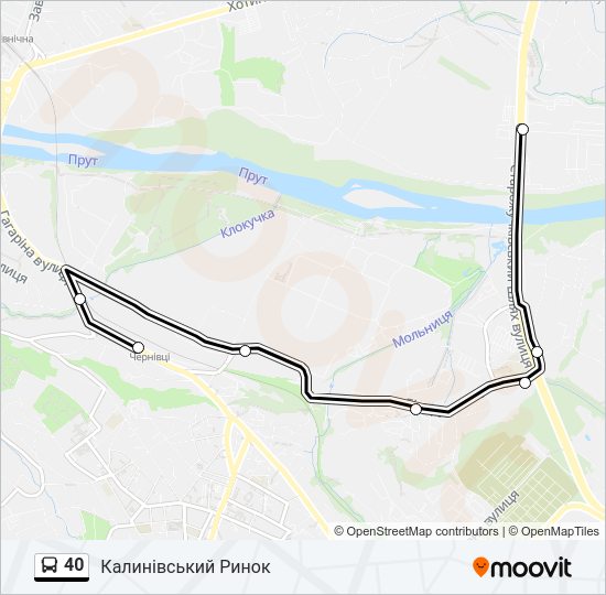 40 автобус Карта лінії