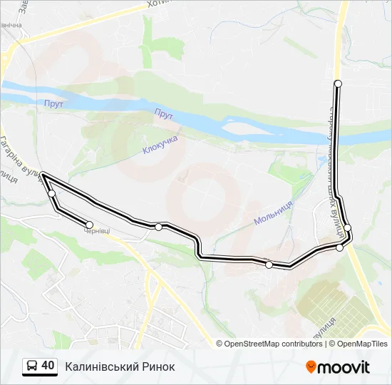 Автобус 40: карта маршрута