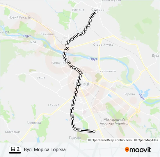 Автобус 2: карта маршрута