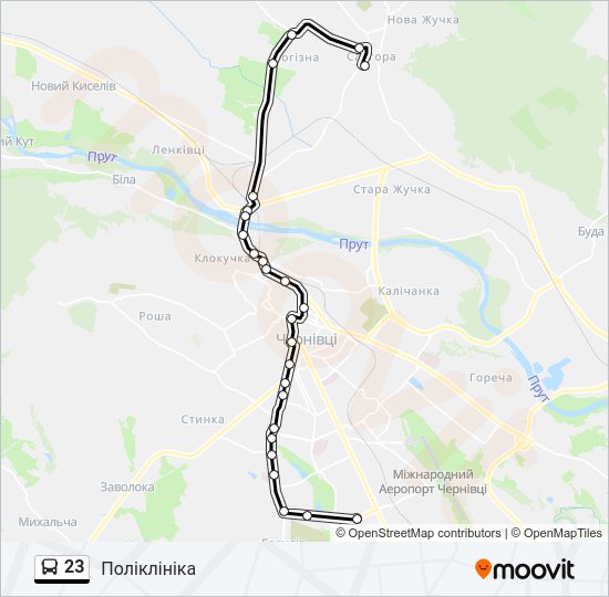 23 автобус Карта лінії