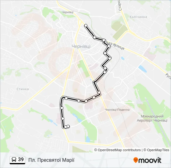 Автобус 39: карта маршрута