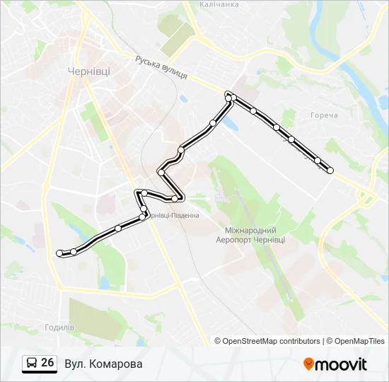 Автобус 26: карта маршрута