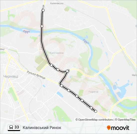 Автобус 33: карта маршрута