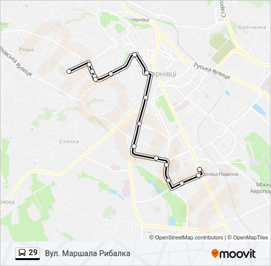 Автобус 29: карта маршрута