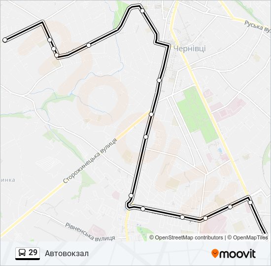 29 bus Line Map