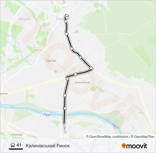 Автобус 41: карта маршрута