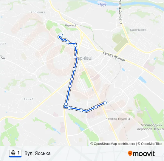 1 Trolleybus Line Map