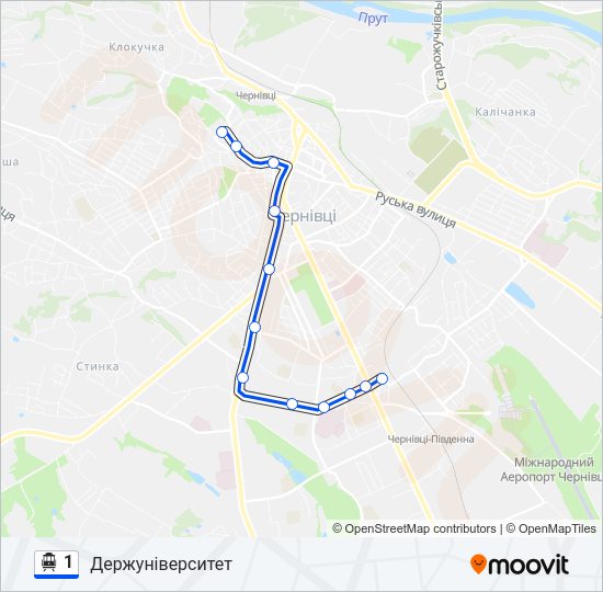 1 Trolleybus Line Map
