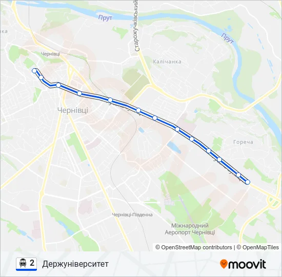 2 Тролейбус Карта лінії