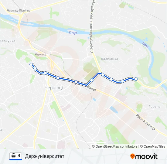 4 Тролейбус Карта лінії