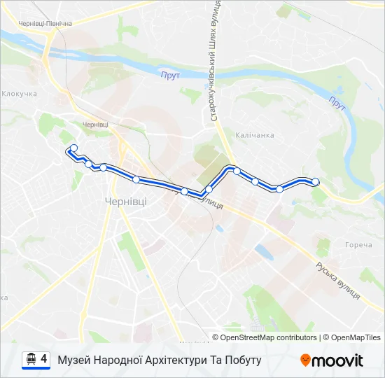 4 Тролейбус Карта лінії