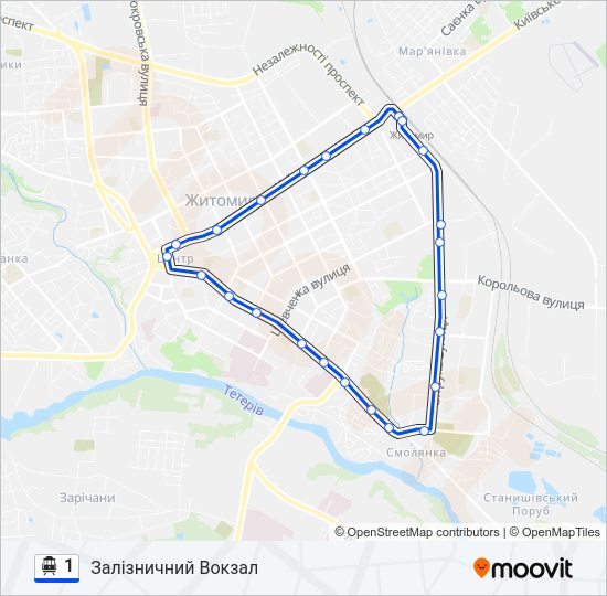 1 Тролейбус Карта лінії