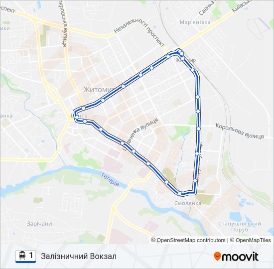 1 Тролейбус Карта лінії