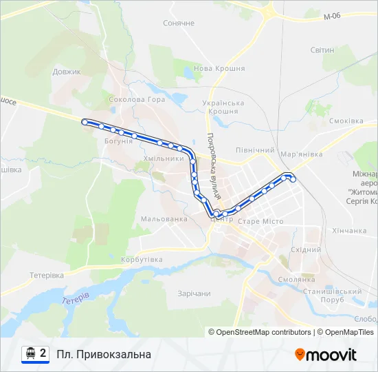 2 Тролейбус Карта лінії