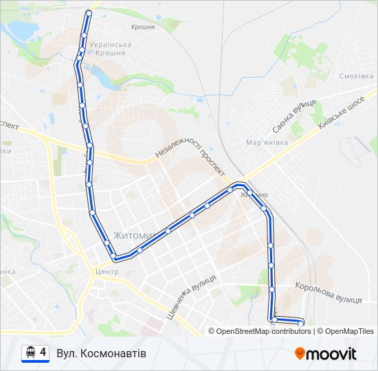 4 Тролейбус Карта лінії
