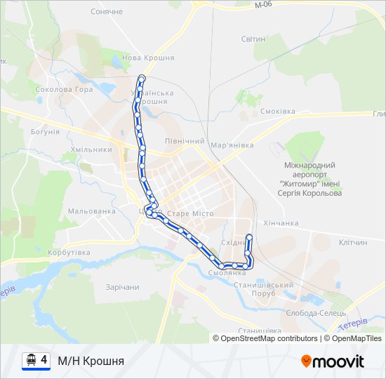 4 Тролейбус Карта лінії