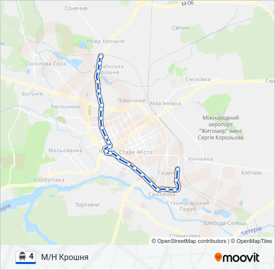 4 Тролейбус Карта лінії