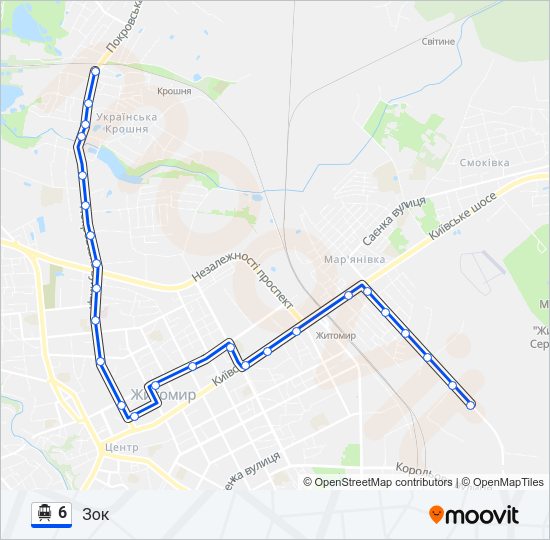 6 Тролейбус Карта лінії
