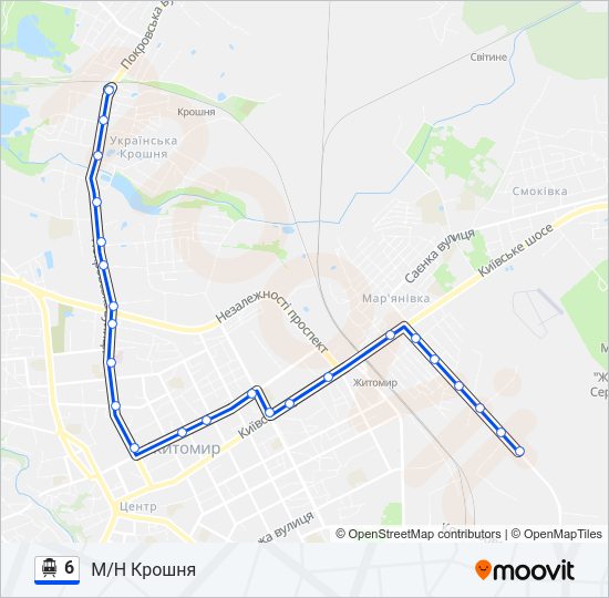 6 Тролейбус Карта лінії