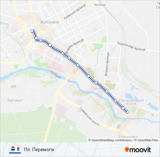 8 Тролейбус Карта лінії