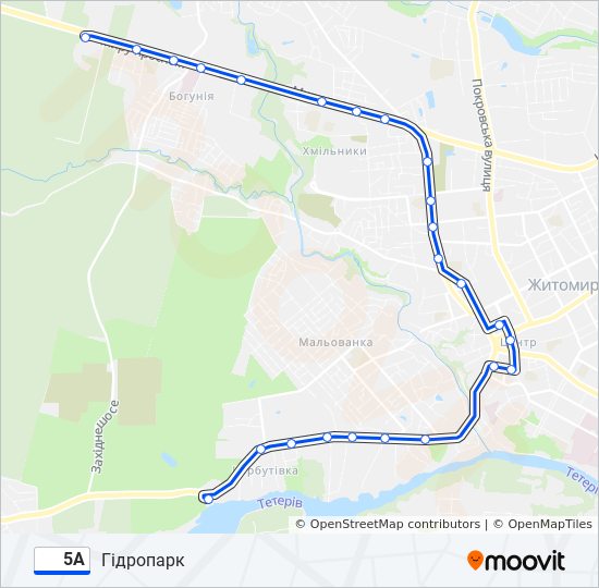 5А trolleybus Line Map