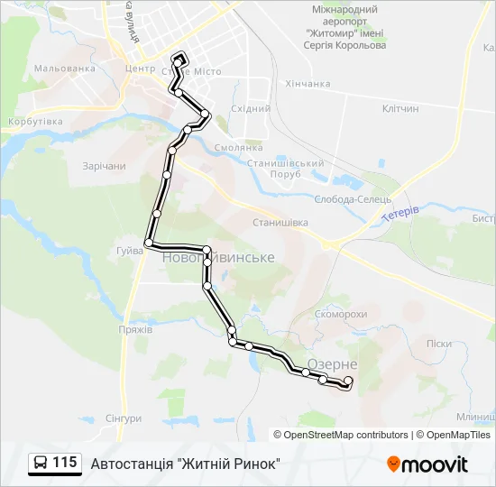 Автобус 115: карта маршрута