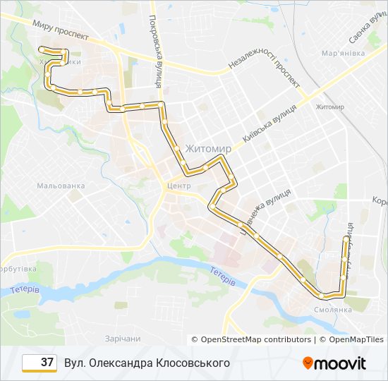 Автобус 37 маршрут на карте