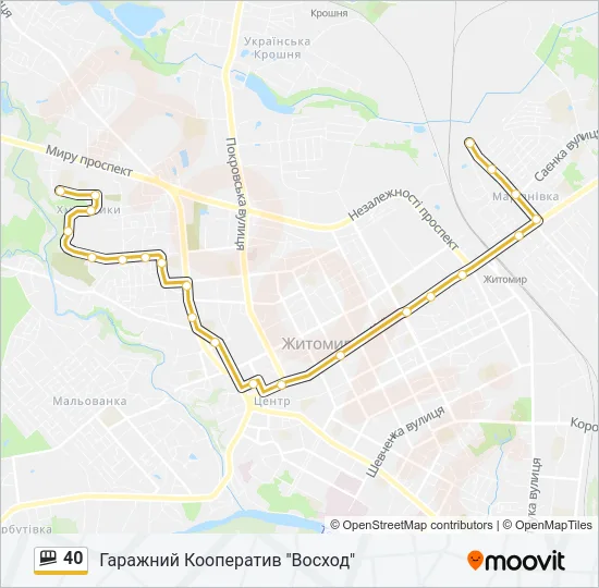 40 shuttle Карта лінії