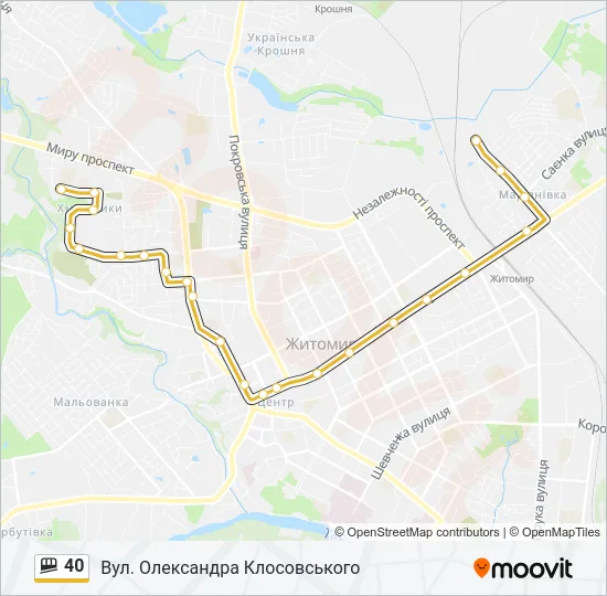 Маршрутка 40: карта маршрута